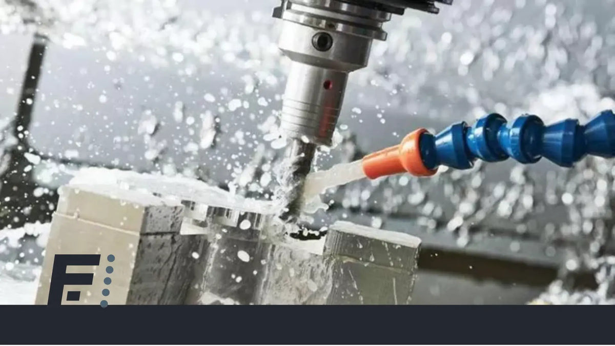 CNC machining coolant being sprayed during metalworking operation, the coolant is cleaned using our oilskimmer