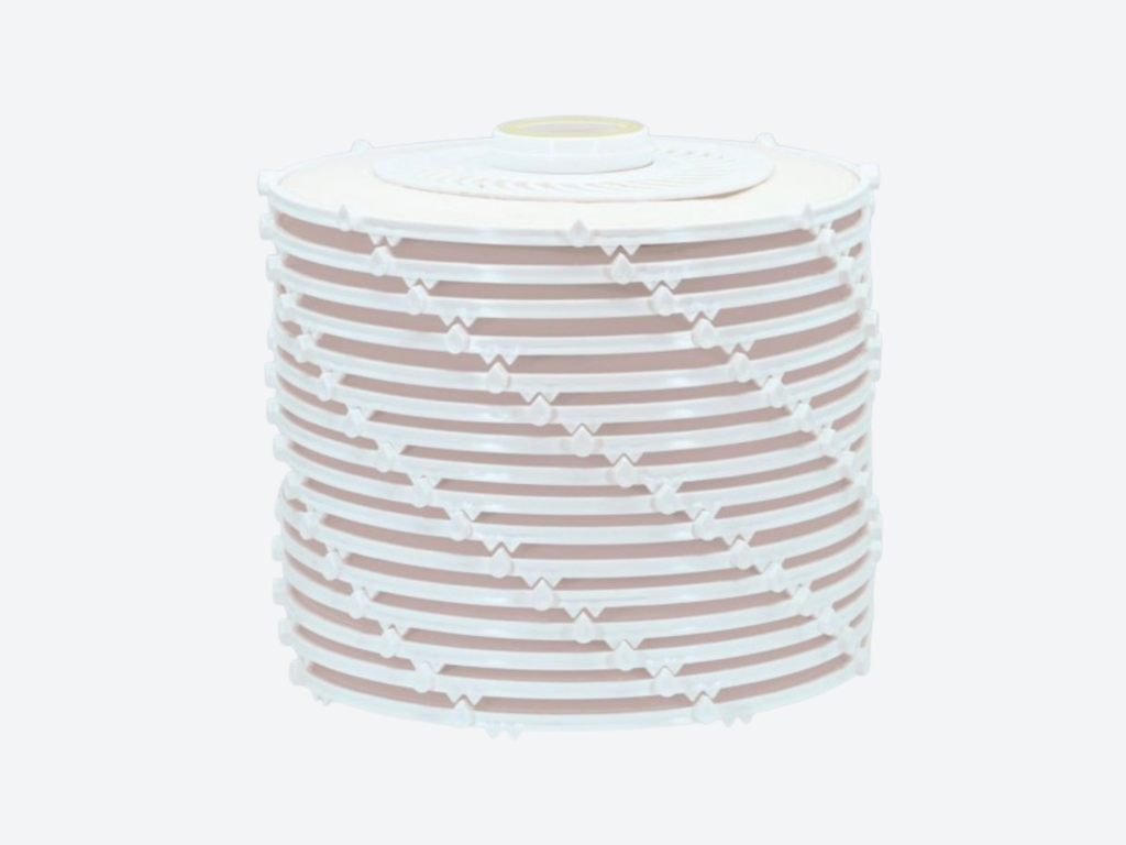 Lenticular depth filter module for industrial liquid filtration systems. 12 inch model