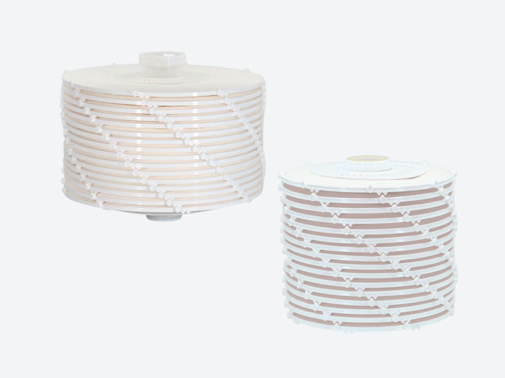 Lenticular depth filter module for industrial liquid filtration systems
