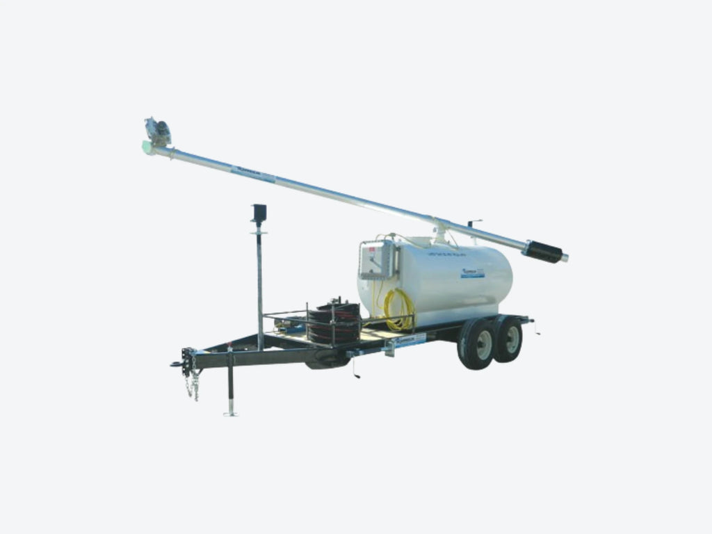 Oil Skimmers mobile extended reach oil skimming station with storage tank and boom for pits and ponds