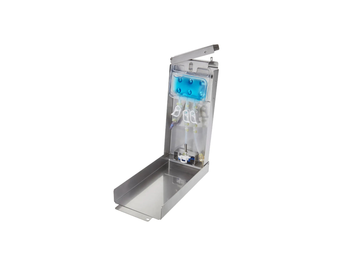 Open reusable freeze cassette with single-use pharmaceutical bag