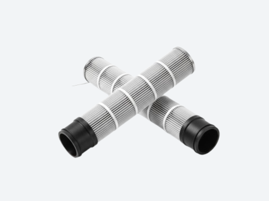 Bottom loader pleated bag filter cartridge for industrial dust collection system