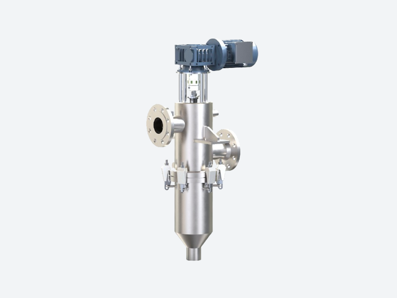 industrial stainless steel self cleaning wedge wire filter with motor driven scraper system