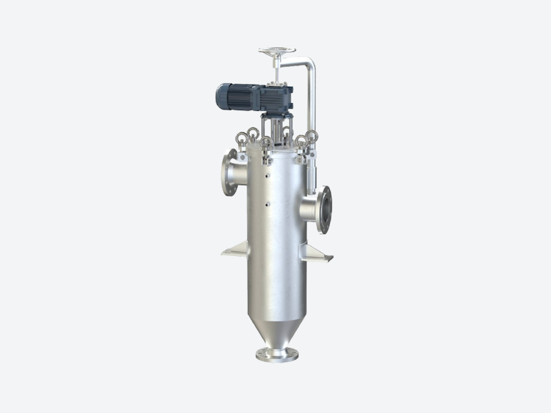industrial stainless steel self cleaning wedge wire filter with motor driven scraper system